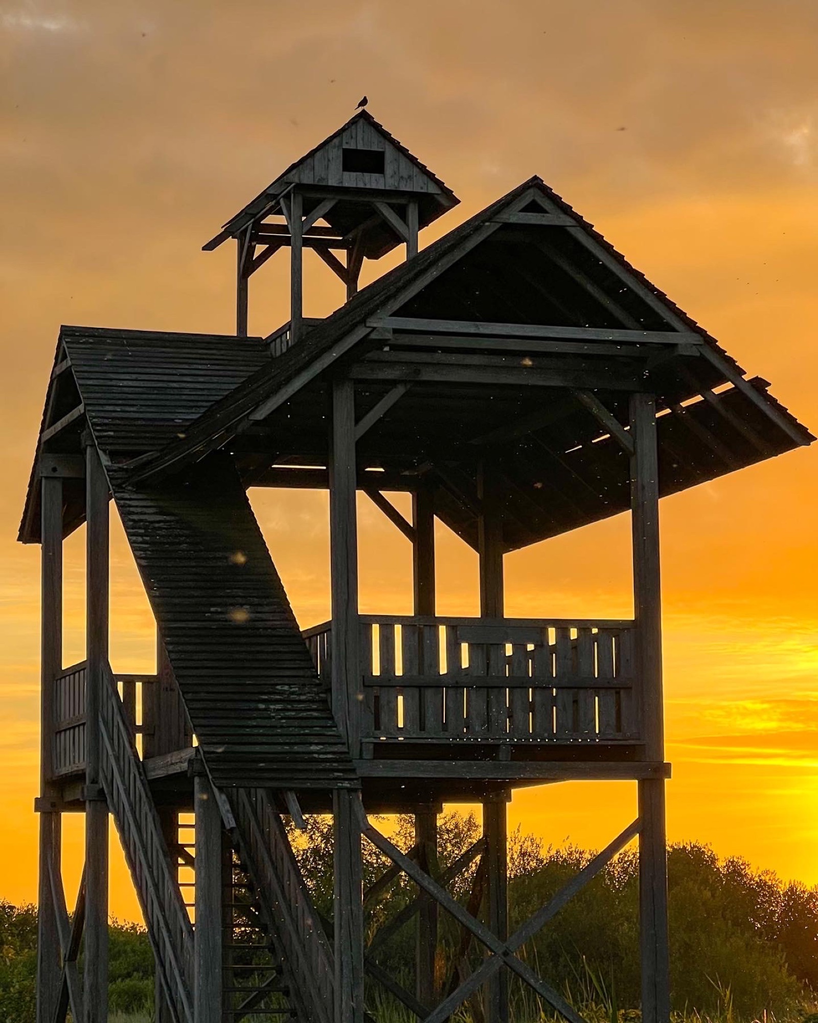 Uitkijktoren Leinwijk bij zonsondergang